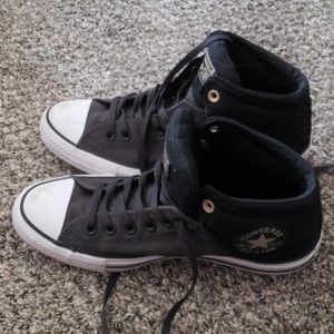 Gray, Black and White Converse Shoes